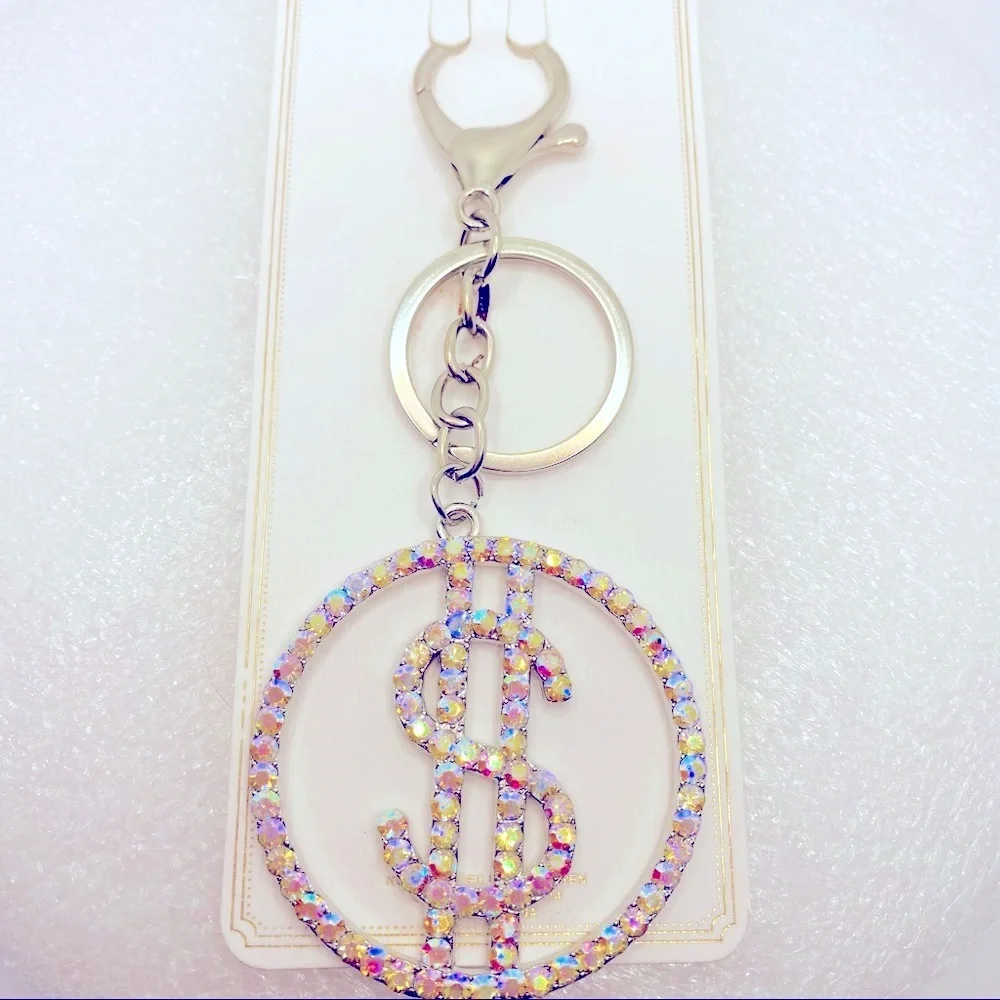 Purse Charm Key Chain Crystals Iridescent