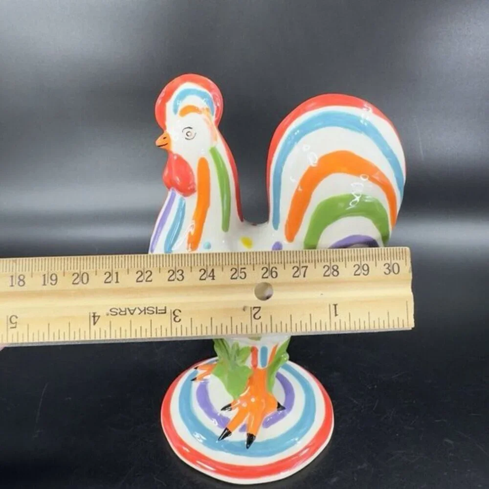 Poultry In Motion Rooster Ceramic Figurine 2010‎ Speckled Spectrum Multicolor
